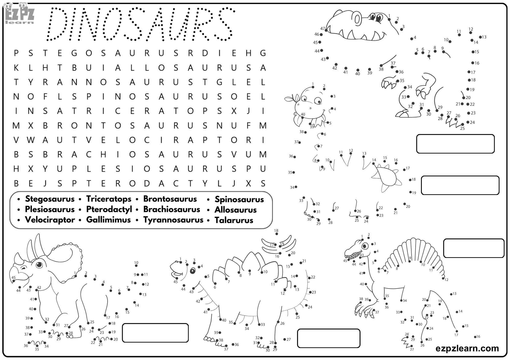 Dinosaurs Vocabulary For Kids Includes Word Search Coloring Dot To Dot And Writing Activities Free Printable PDF File Ezpzlearn Dinosaurs Vocabulary For Kids Includes Word Search Coloring Dot To Dot And Writing Activities Free Printable PDF File Ezpzlearn