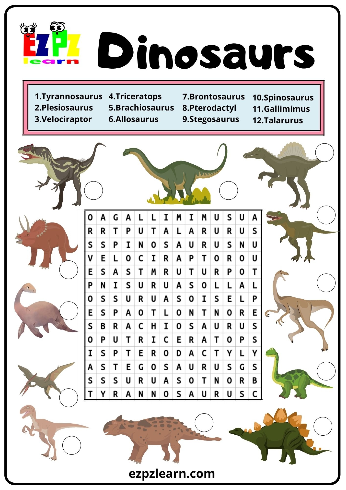 Dinosaurs Word Search 2 Ezpzlearn Dinosaurs Word Search 2 Ezpzlearn