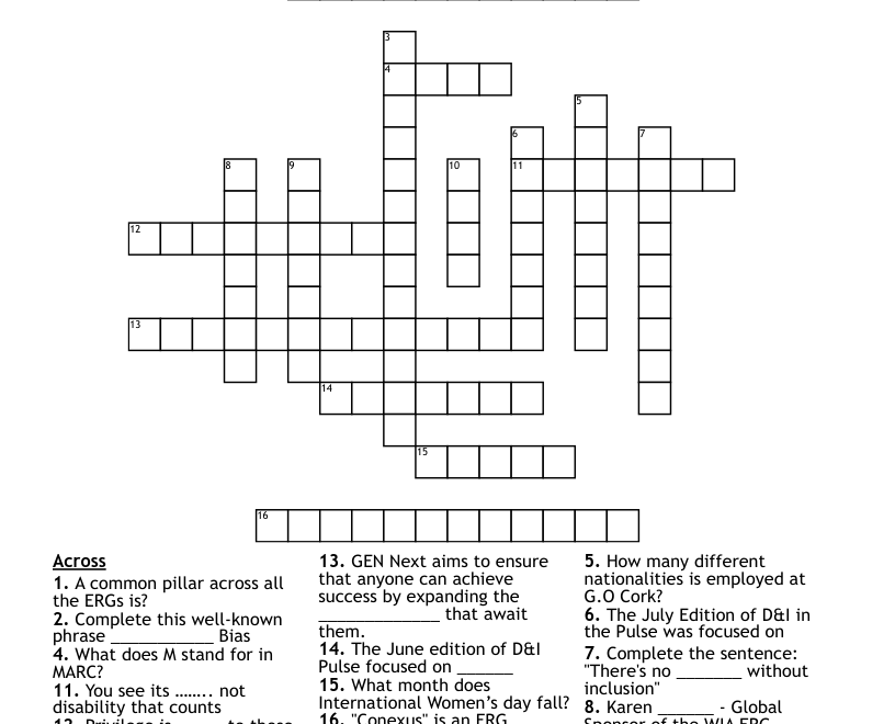 Diversity Inclusion Crossword WordMint