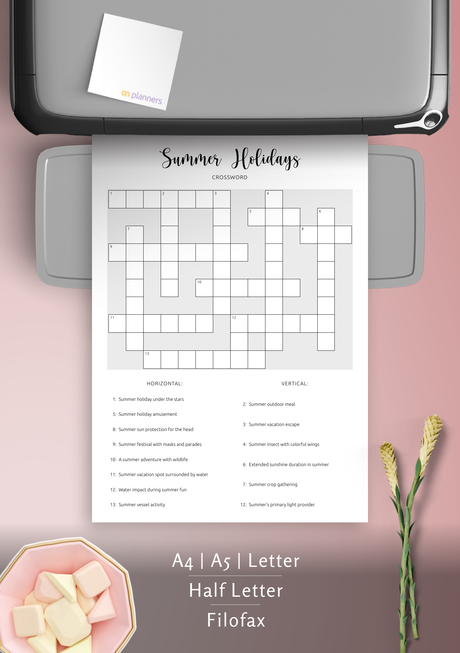 Download Printable Summer Holidays Crossword Puzzle PDF Sun And Fun