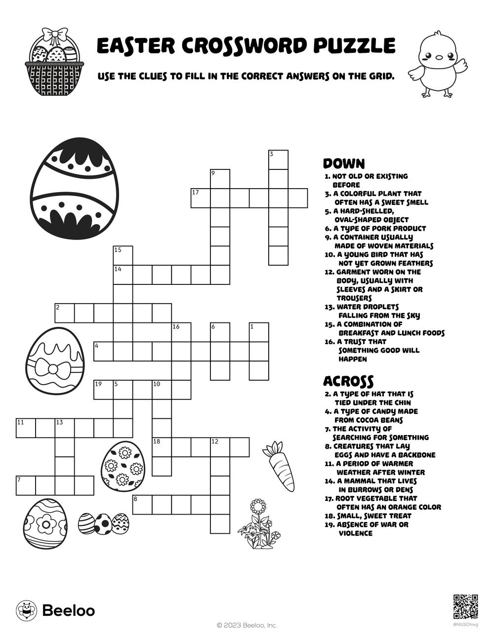 Easter Crossword Puzzle Beeloo Printable Crafts And Activities For Kids