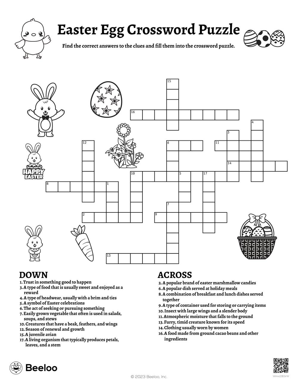 Easter Egg Crossword Puzzle Beeloo Printable Crafts And Activities For Kids