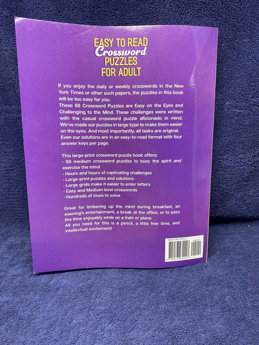 EASY TO READ CROSSWORD PUZZLES FOR ADULTS LARGE PRINT EXCELLENT CONDITION EBay