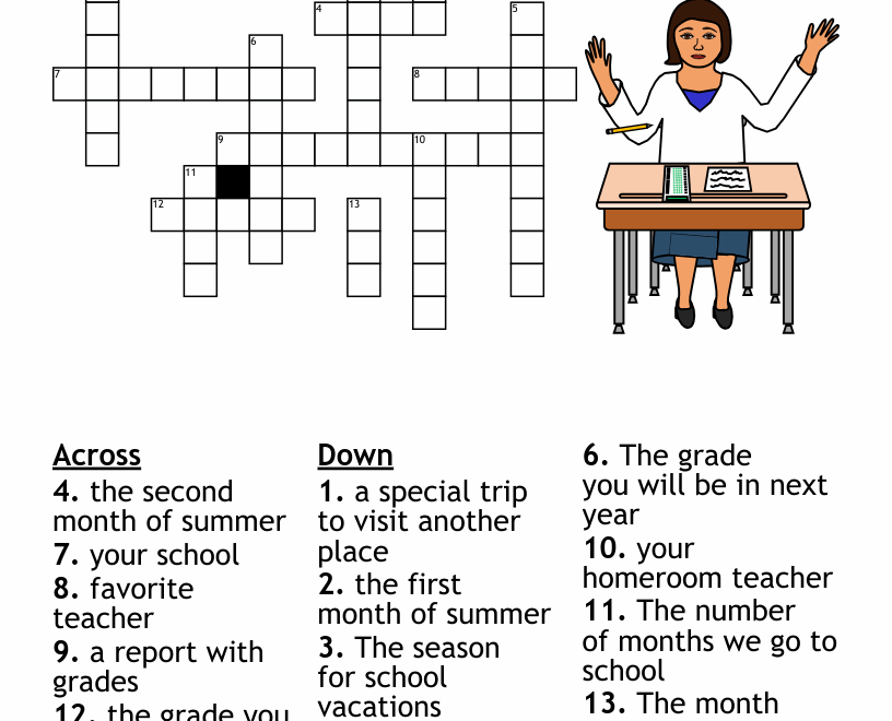 End Of School Year Crossword WordMint