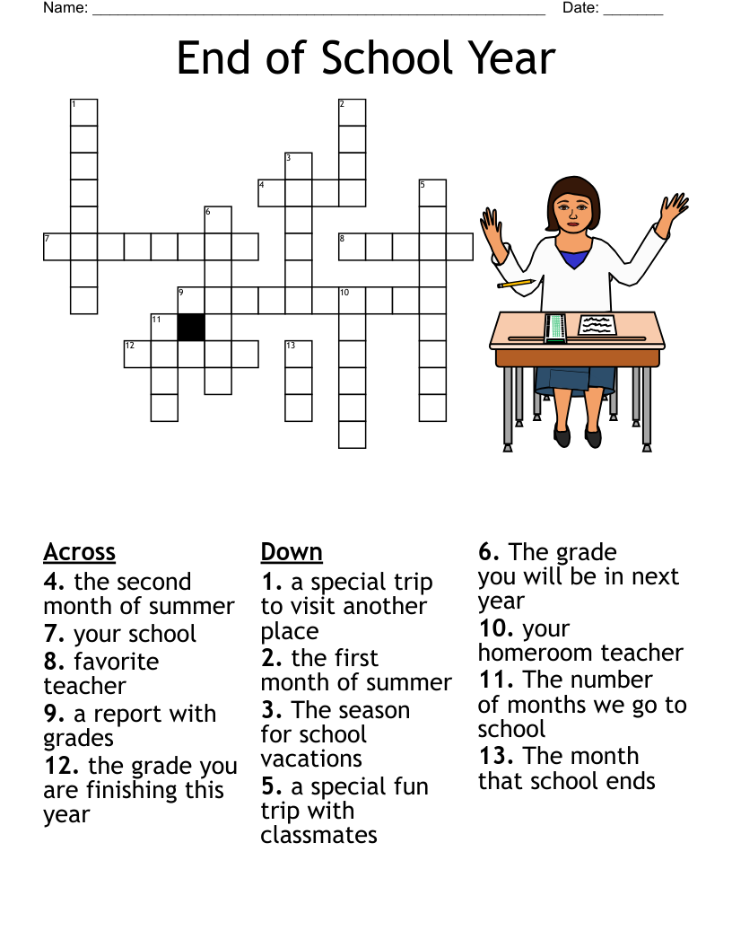 End Of School Year Crossword WordMint End Of School Year Crossword WordMint