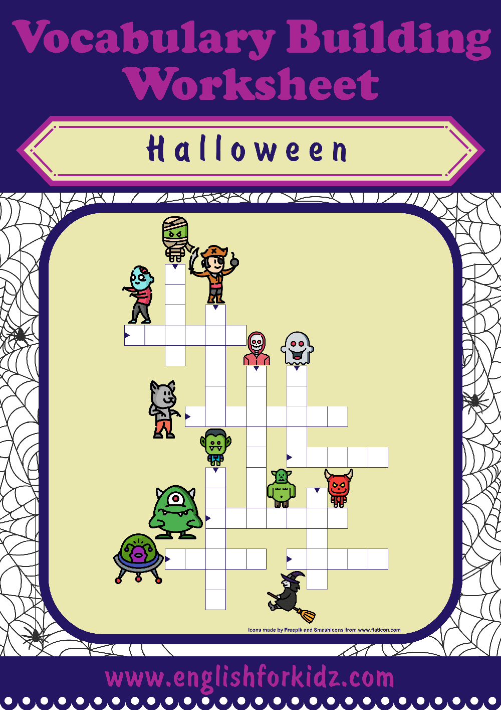 English For Kids Step By Step Printable Halloween Crossword Puzzles