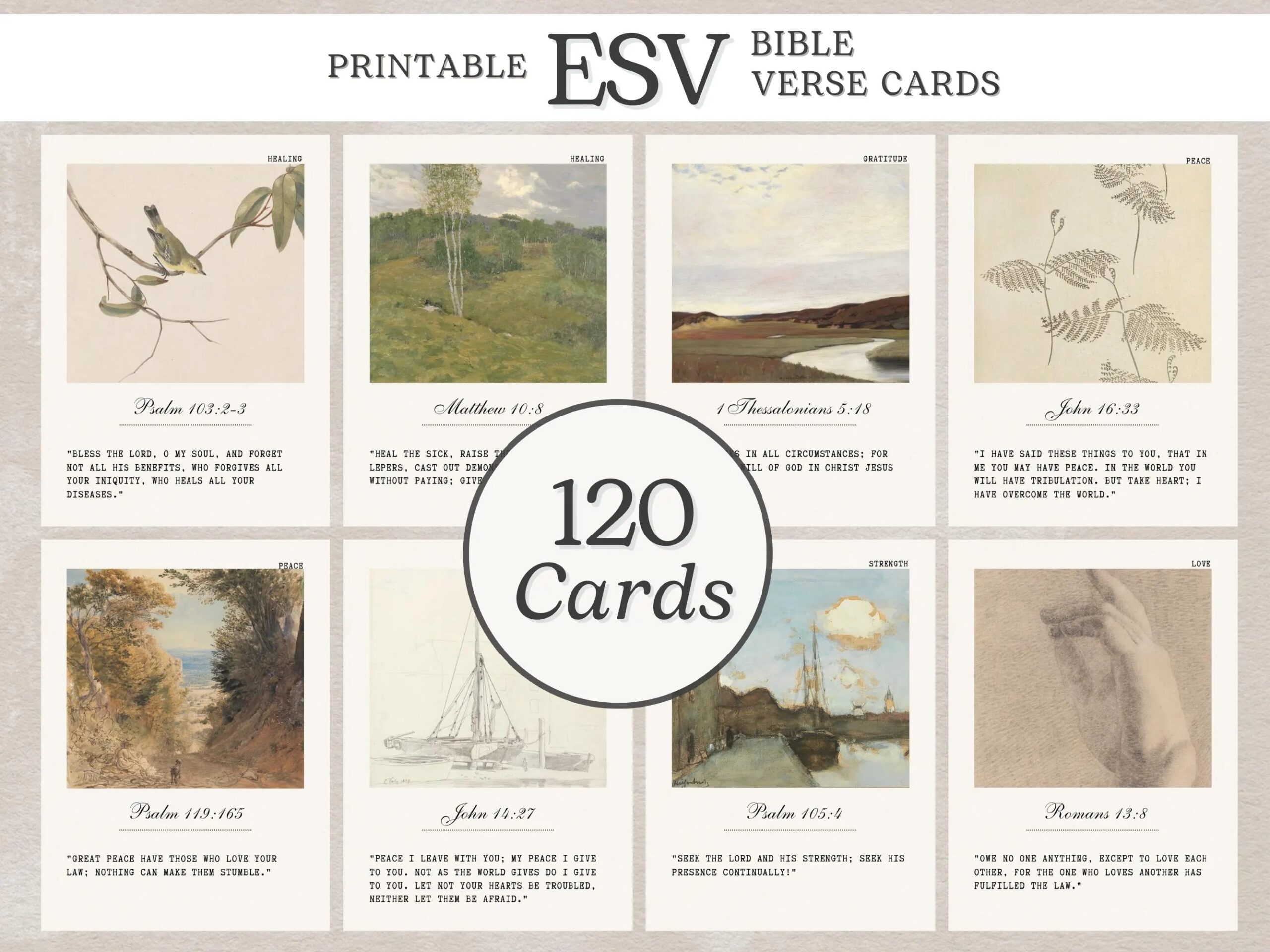 ESV 120 Bible Verse Cards Printable Scripture For Vision Boards Bible Study Prayer Christian Affirmation Digital Download Set PDF Etsy