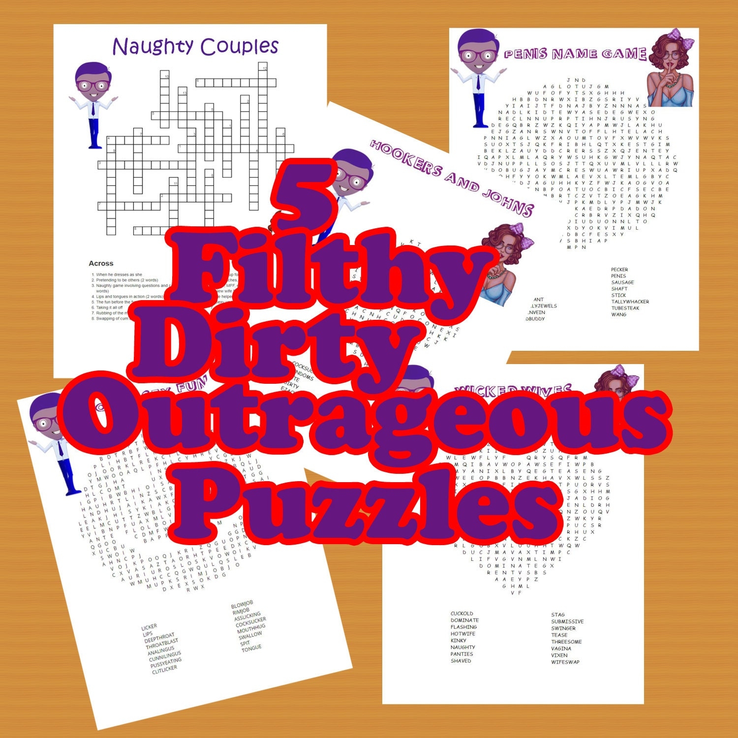Filthy 5 Pack Volume 1 Dirty Filthy And Funny Printable Word Search And Crossword Puzzles For ADULTS ONLY Bachelorette Party Game Night Worksheets Library