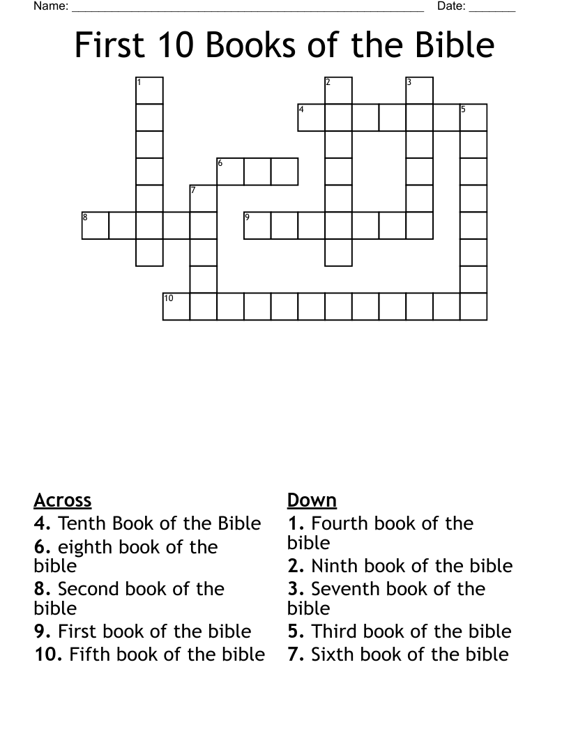 First 10 Books Of The Bible Crossword WordMint