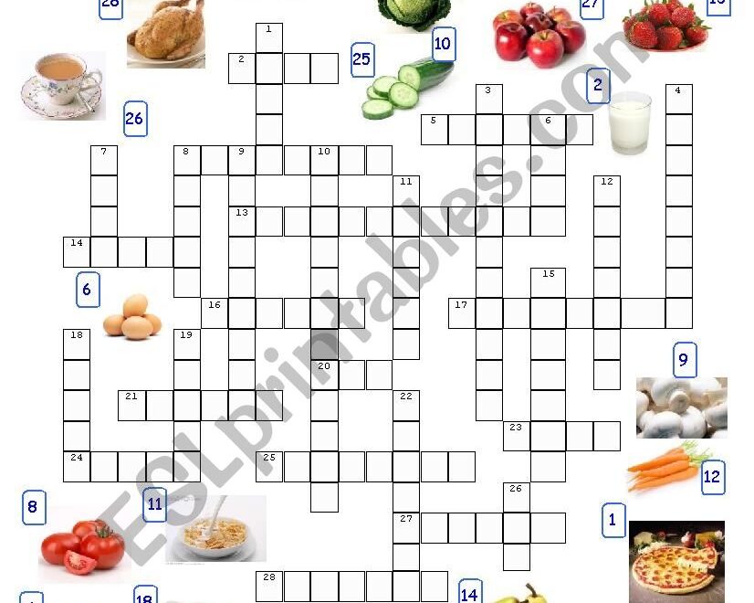 Food And Drink Vocabulary Crossword ESL Worksheet By Claire23