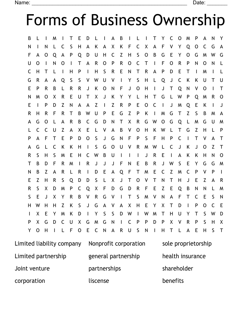 Business Crossword Puzzles With Answers Printable