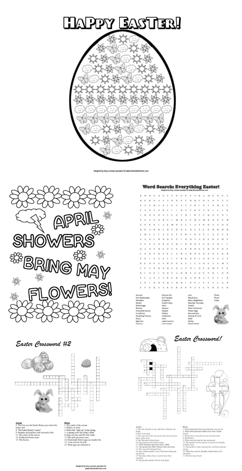 Free Easter Printables For Kids Coloring Sheets And Crosswords 5 Minutes For Mom