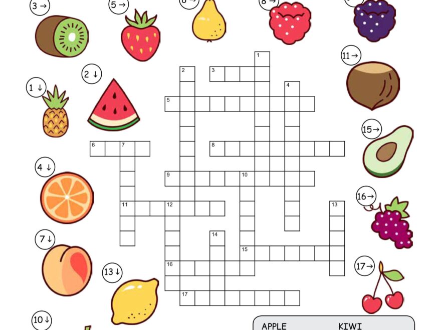 Free Printable Fruits Crossword ITTT