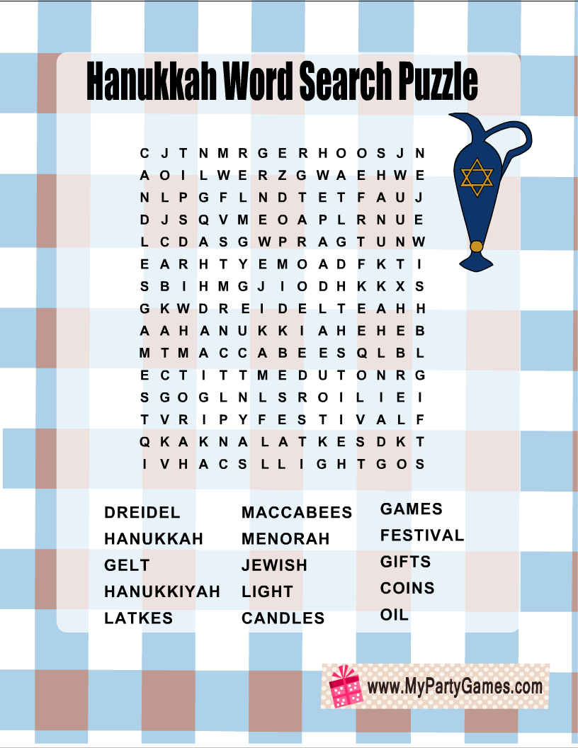 Free Printable Hanukkah Word Search Puzzle With Key