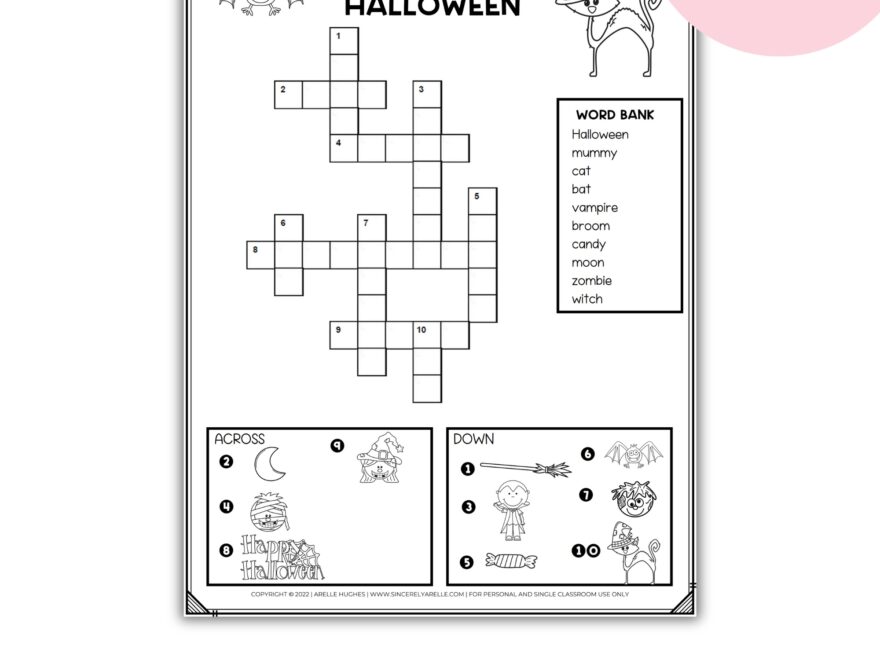 Free Printable Happy Halloween Crossword Puzzle For Kids Smart Cookie Printables