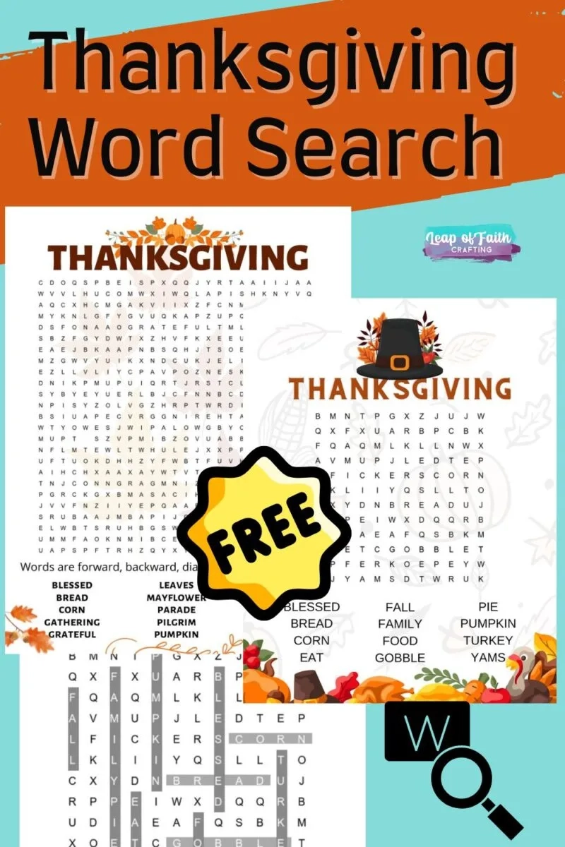 FREE Printable Thanksgiving Word Search 2 Options Leap Of Faith Crafting