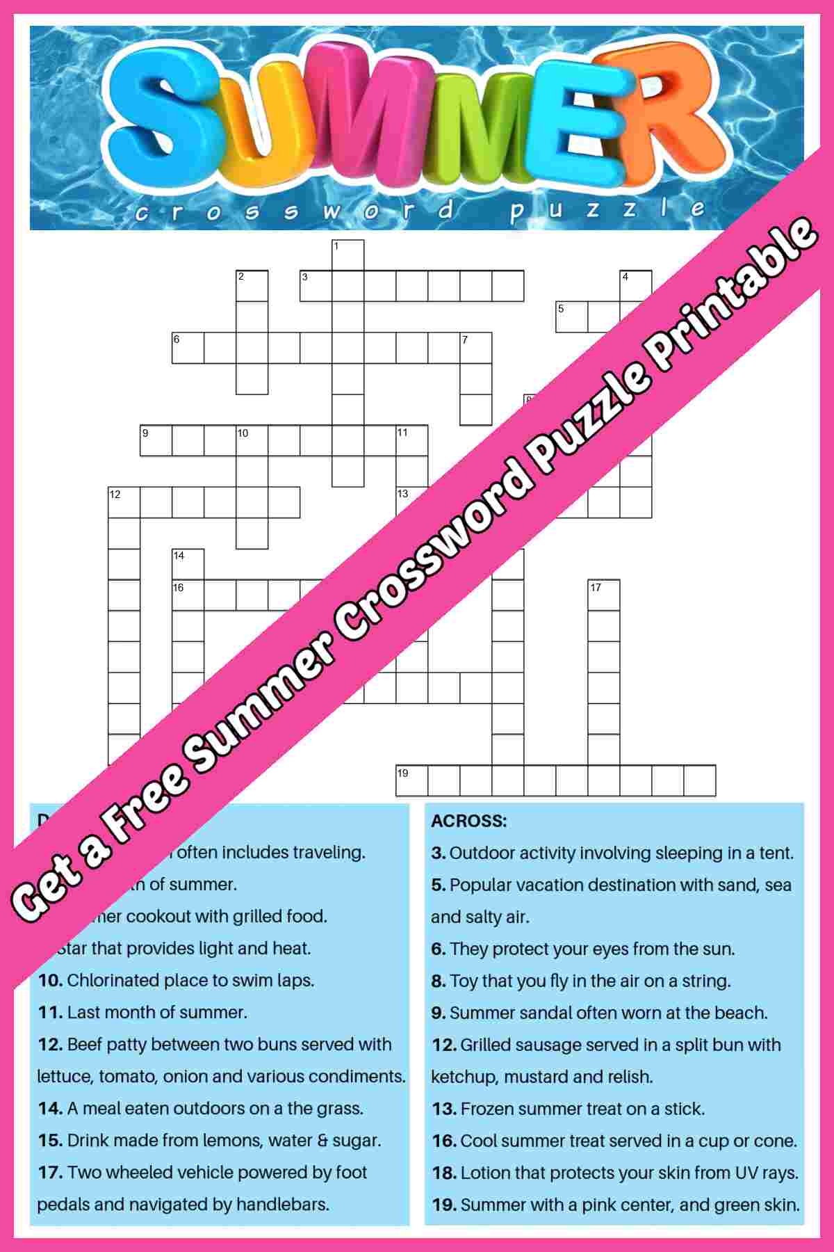 Crossword Puzzles Printable For 5th Grade