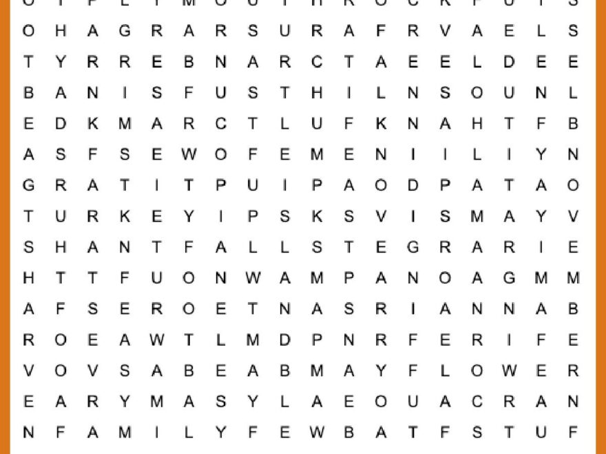 Free Thanksgiving Word Search Printable With Answers Included