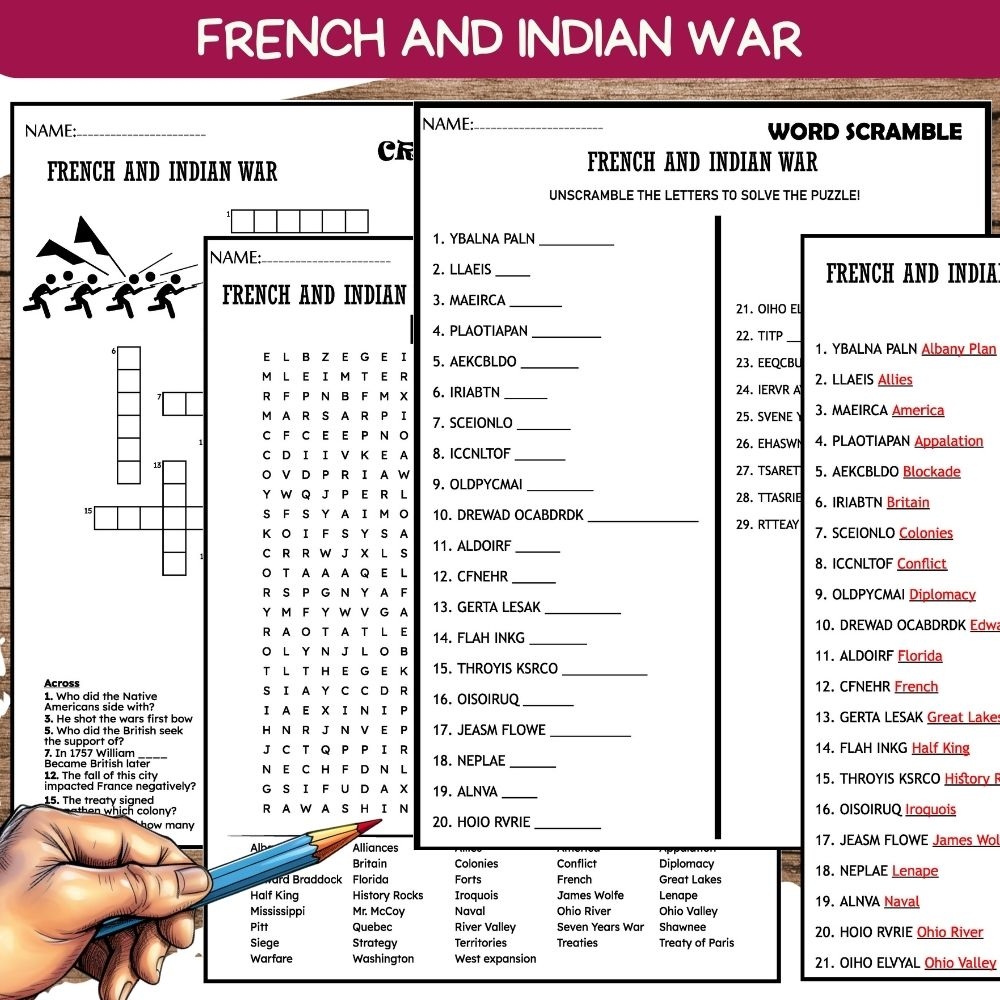 French And Indian War Crossword Printable