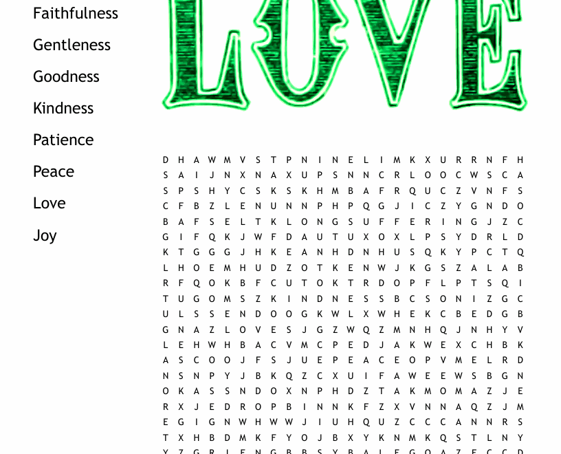 Fruit Of The Spirit Word Search WordMint