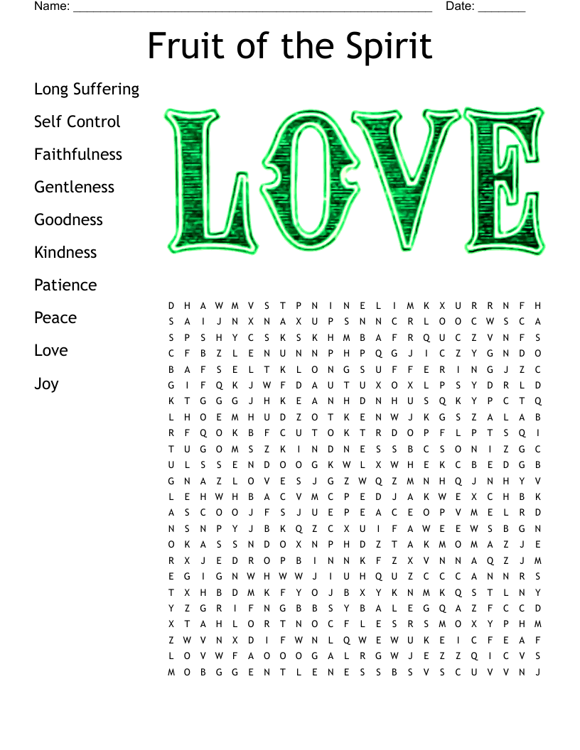 Fruit Of The Spirit Word Search WordMint