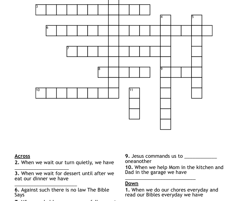 Galatians 5 Fruit Of The Spirit Crossword WordMint