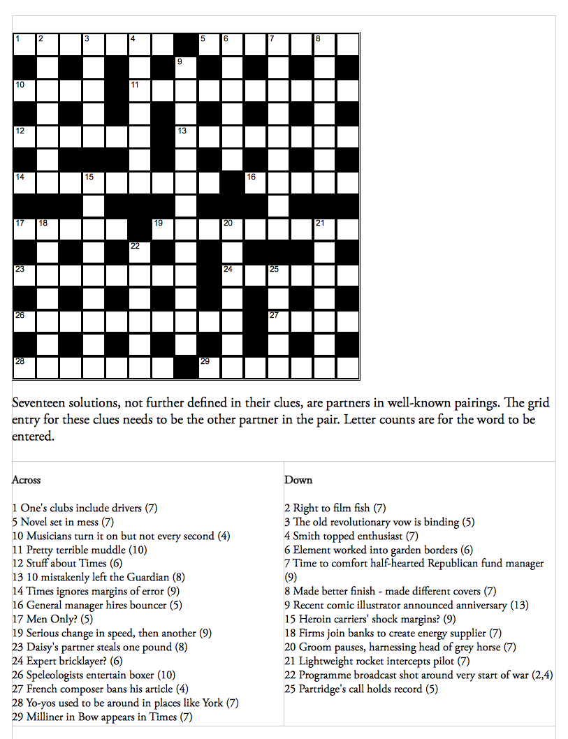 Genius Crossword No 142 Crosswords The Guardian Genius Crossword No 142 Crosswords The Guardian