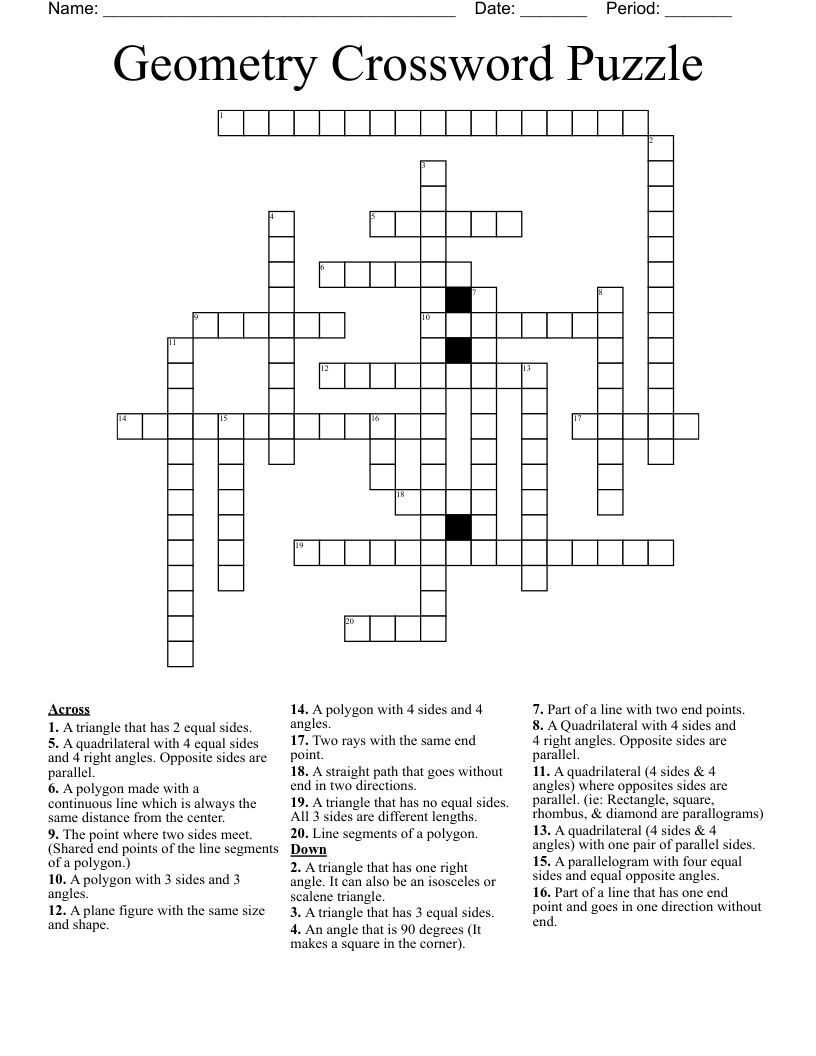 Geometry Crossword Puzzle WordMint