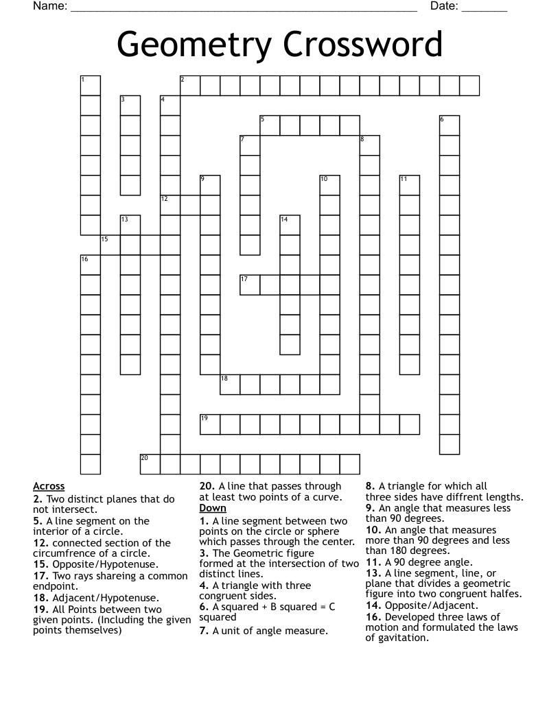 Geometry Crossword WordMint