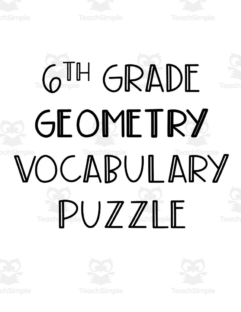 Geometry Vocabulary Crossword Puzzle By Teach Simple