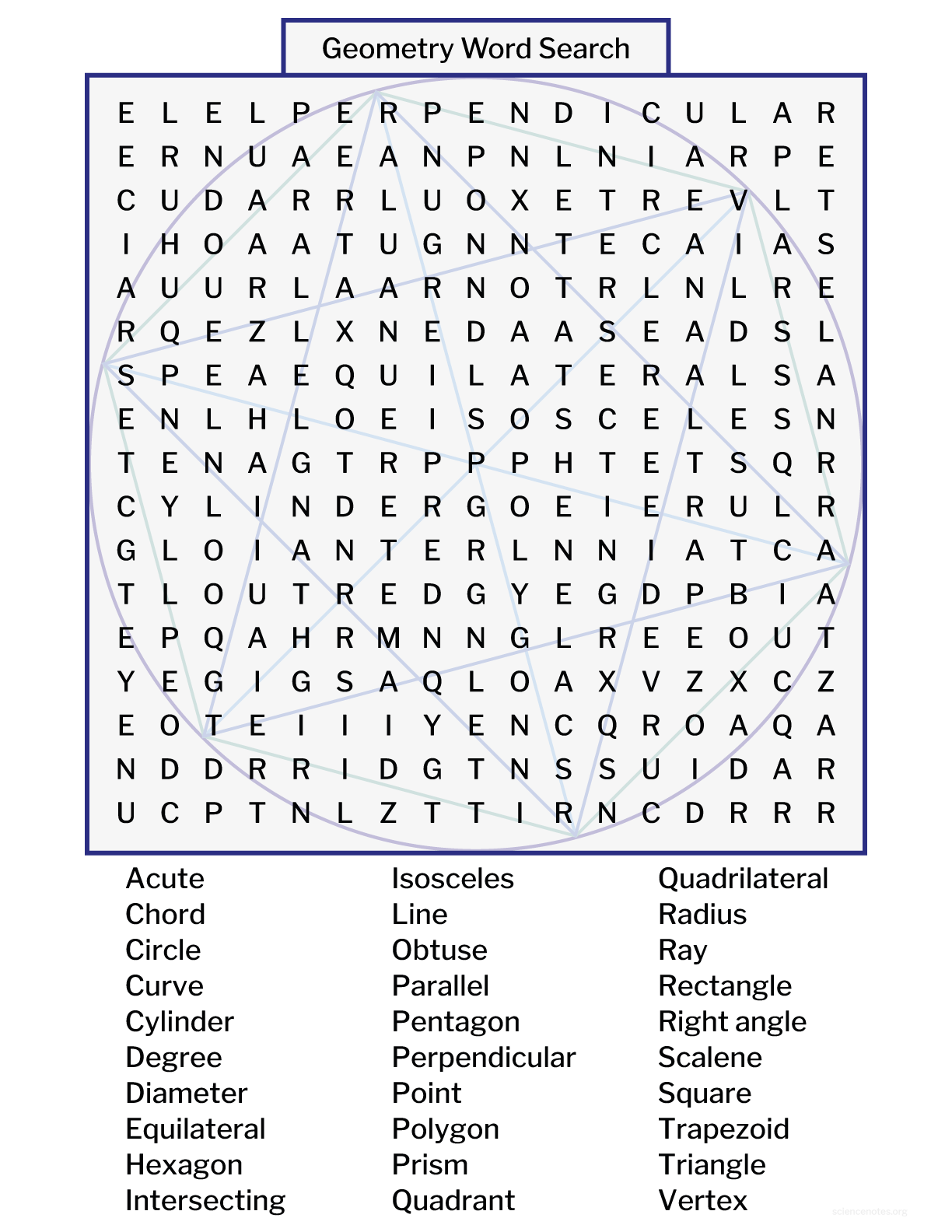 Geometry Word Search Worksheets Library