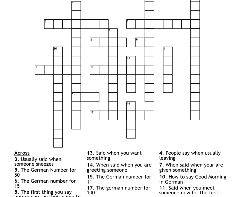 German Crossword Puzzle WordMint