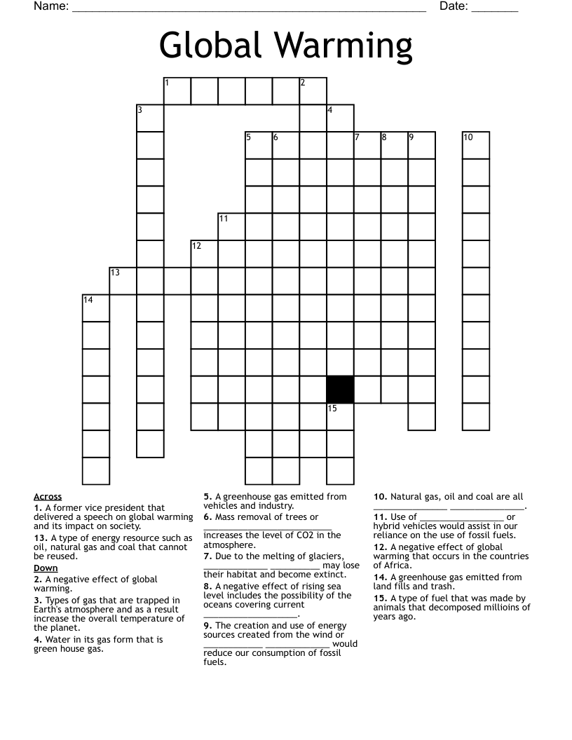Global Warming Crossword WordMint