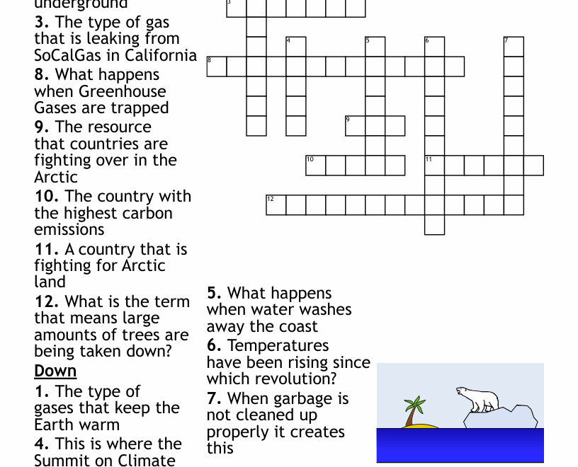 Global Warming Crossword WordMint