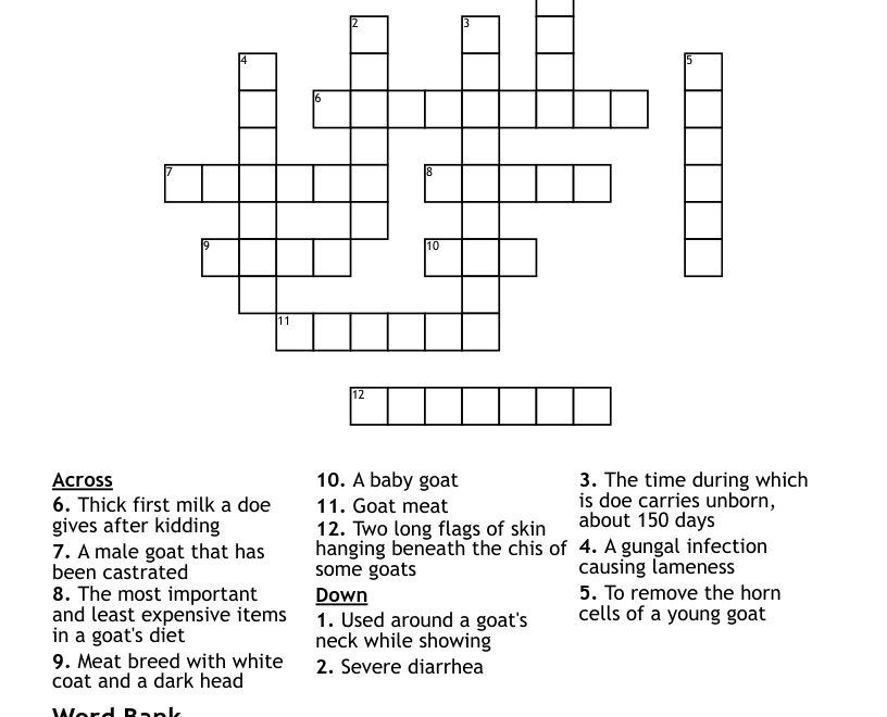 Goat Crossword WordMint
