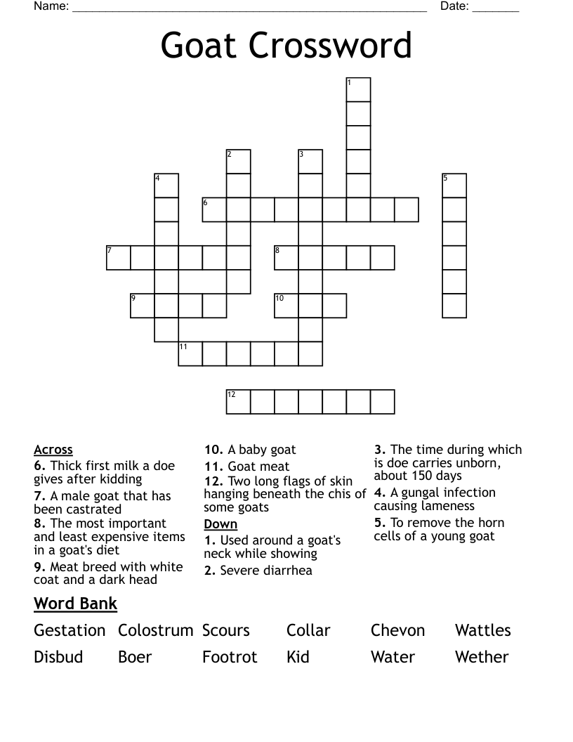 Goat Crossword WordMint
