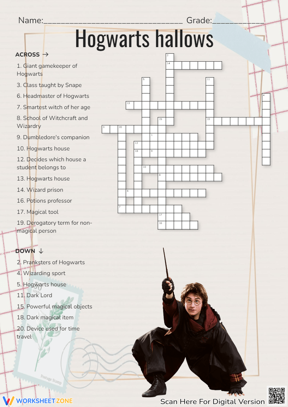 Grade 1 Harry Potter Crossword Worksheets 2025