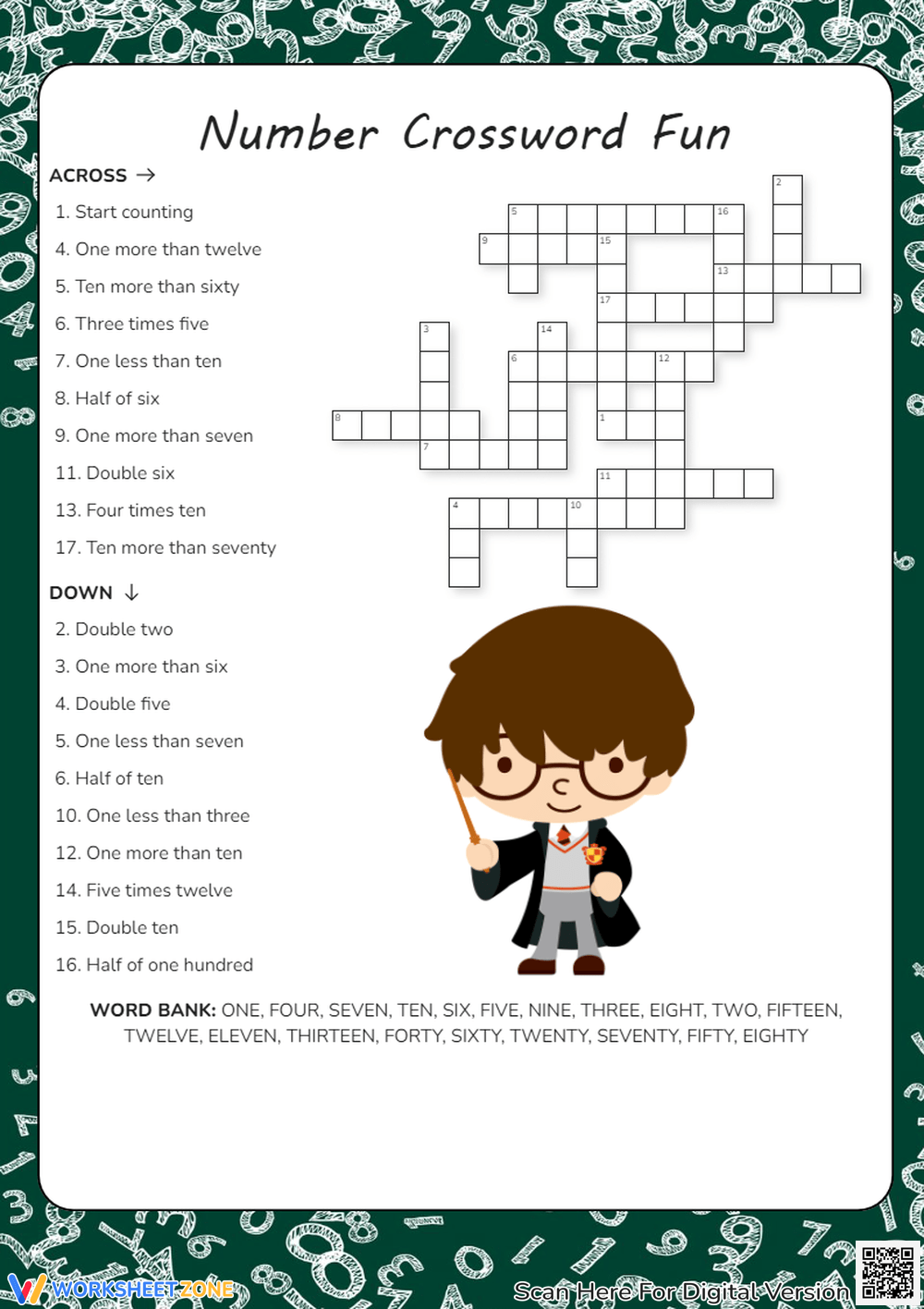 Grade 1 Math Crossword Puzzles Worksheets 2025