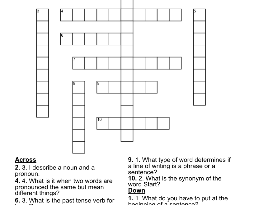 Grammar Crossword Puzzle WordMint
