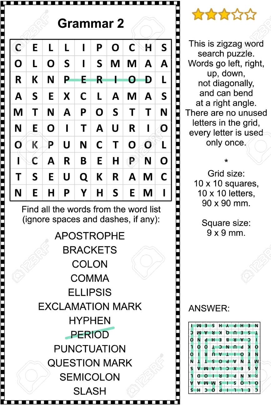 Grammar Crossword Puzzles Printable