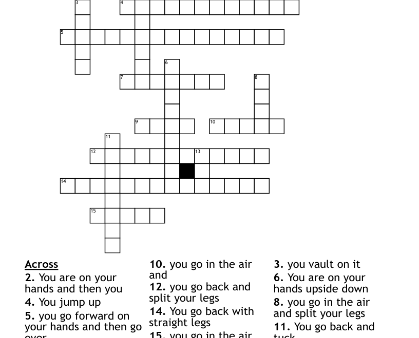 Gymnastics Crossword WordMint