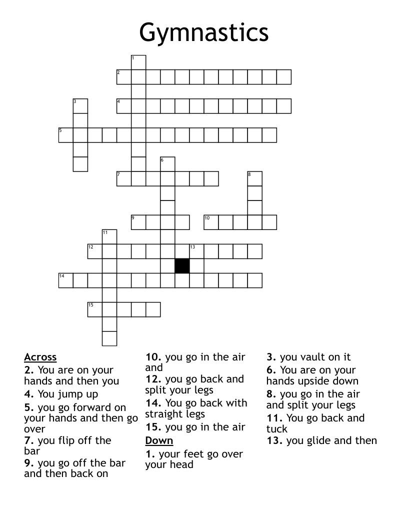 Gymnastics Crossword WordMint