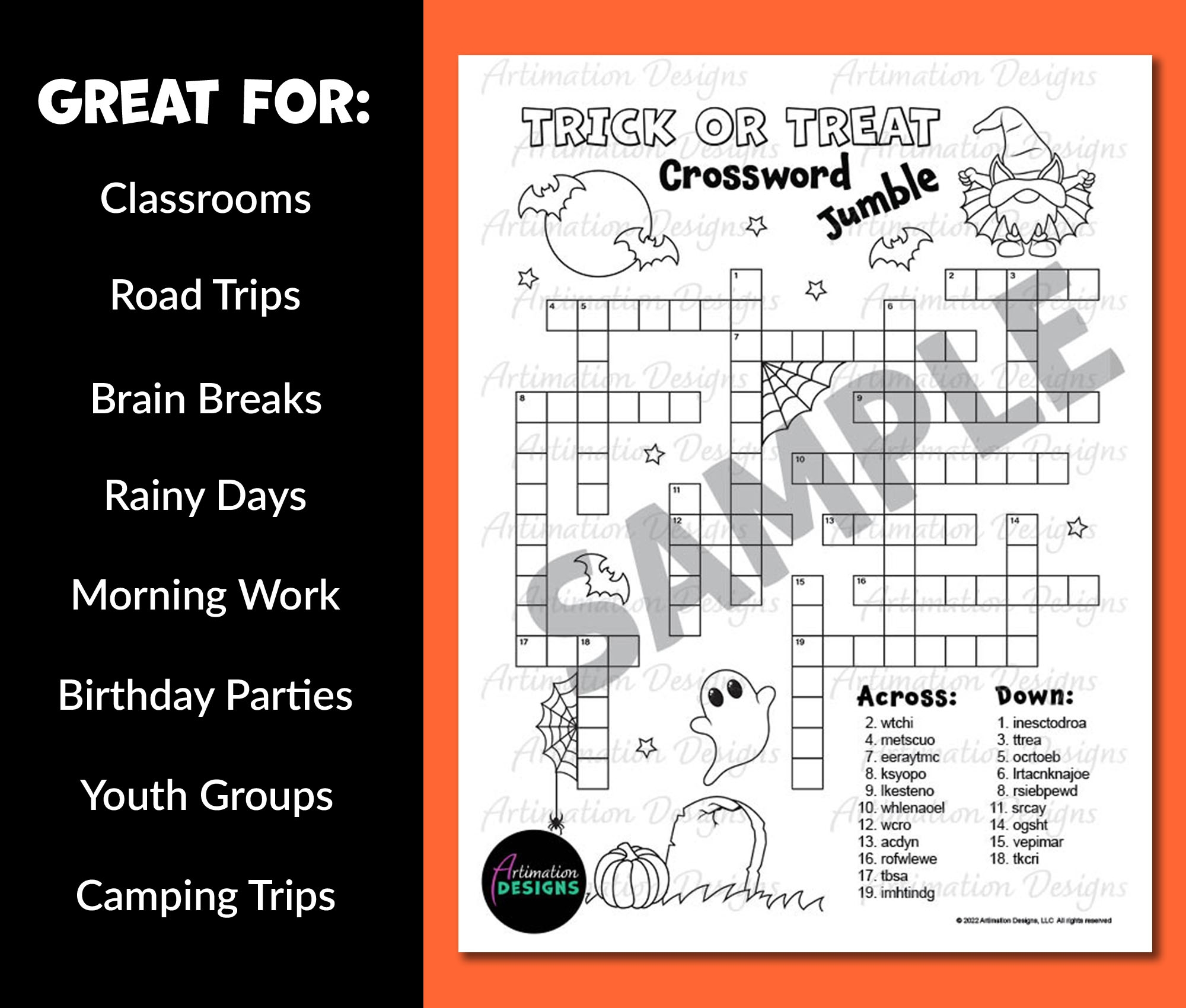 Halloween Crossword Puzzles Free Printable