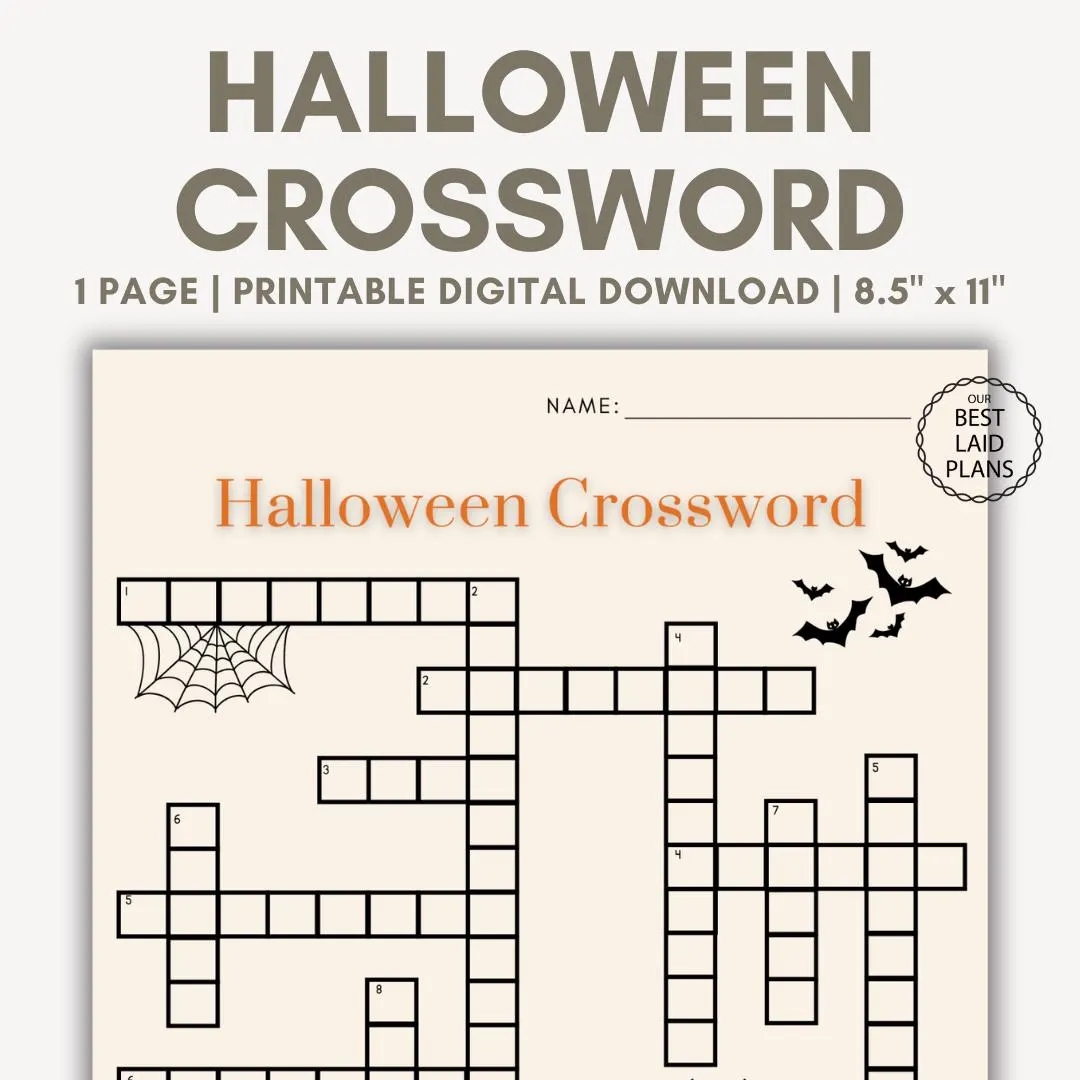 Halloween Crossword Puzzle Halloween Crossword Digital Download Halloween Activity Sheet Crossword Halloween 2025 Crossword Puzzle Etsy