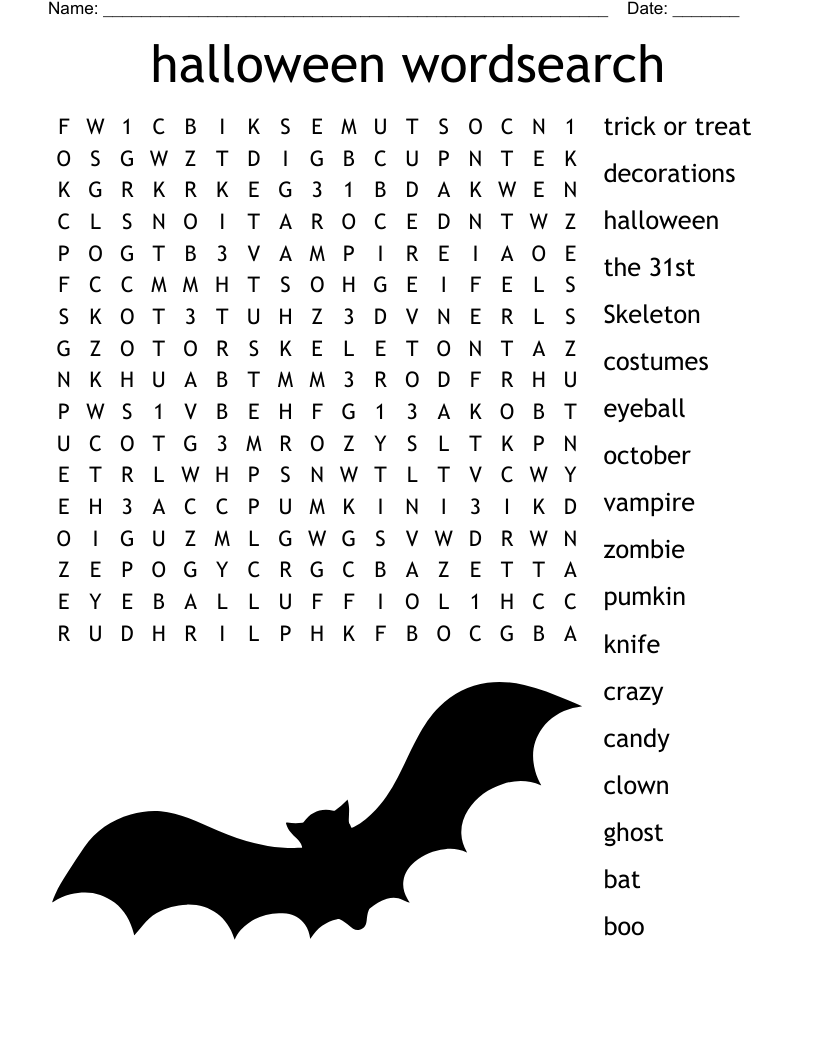 Halloween Crossword Puzzle WordMint