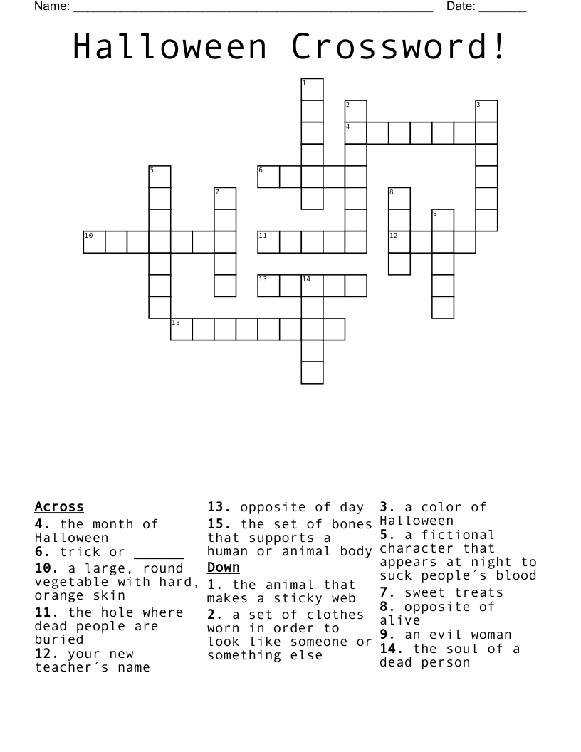 Halloween Crossword WordMint