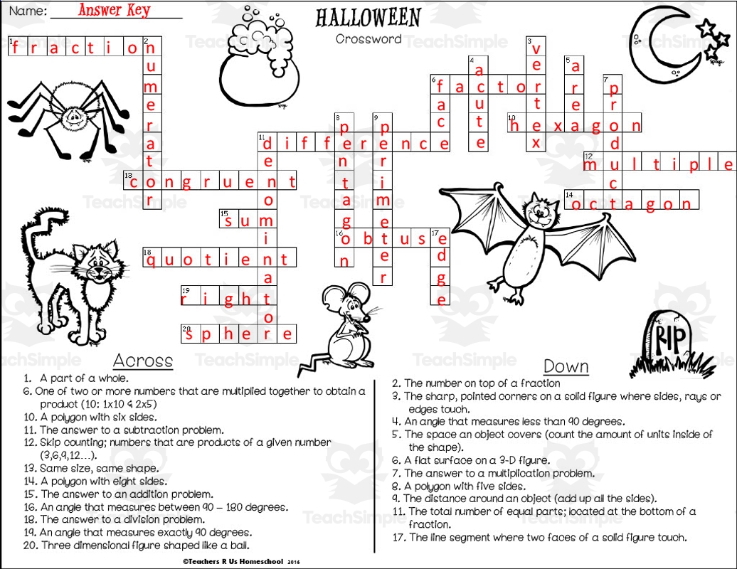 Halloween Math Packet Crossword Puzzle Word Search By Teach Simple