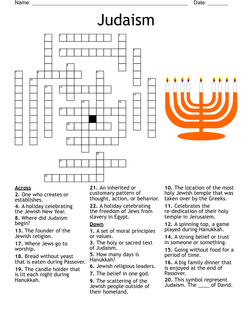 Hanukkah Crossword WordMint