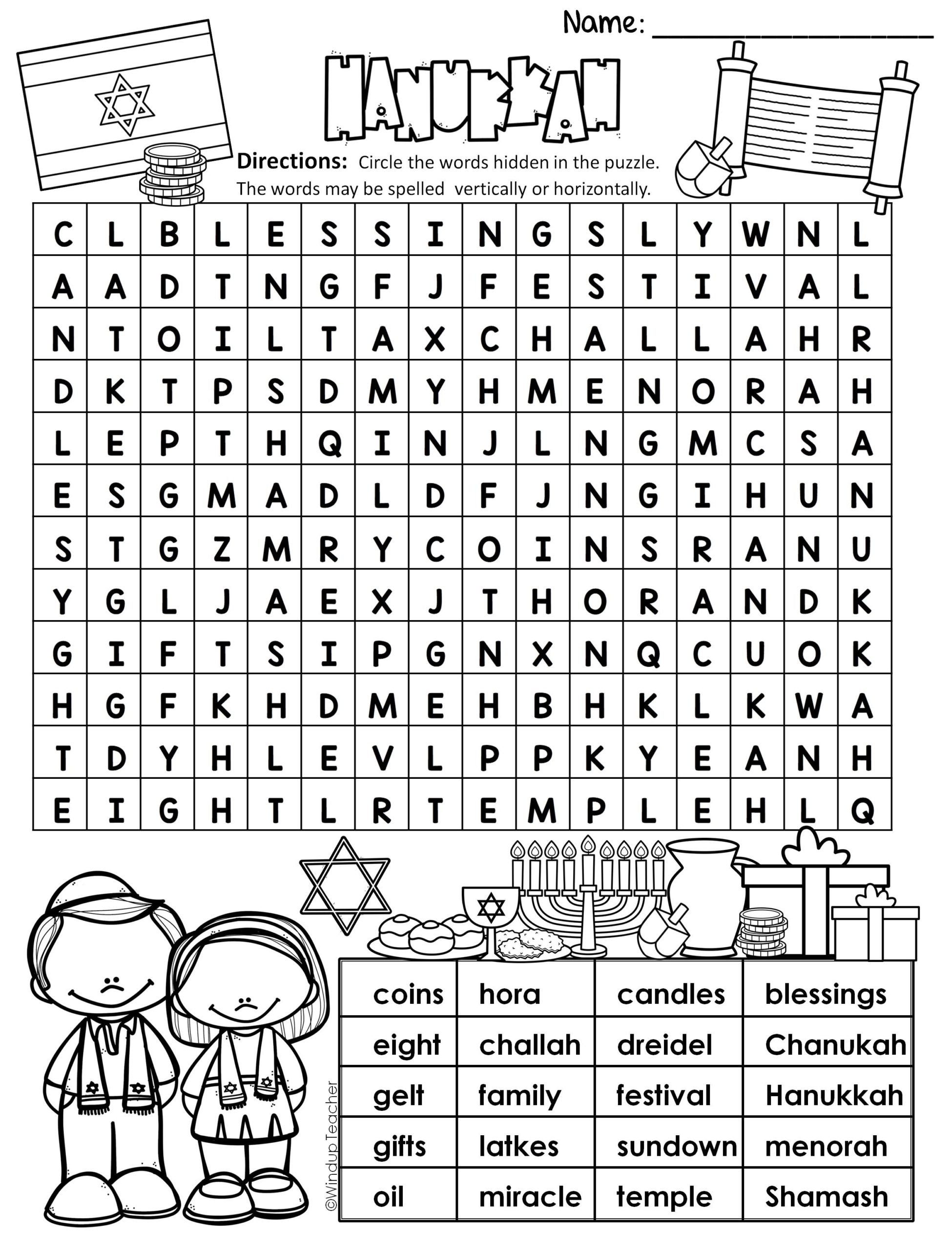 Hanukkah Word Search EASY Puzzle Ready To Go Made By Teachers