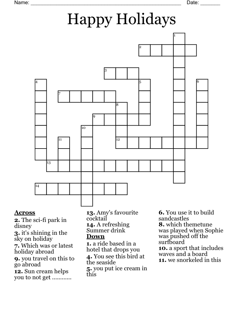 Happy Holidays Crossword WordMint
